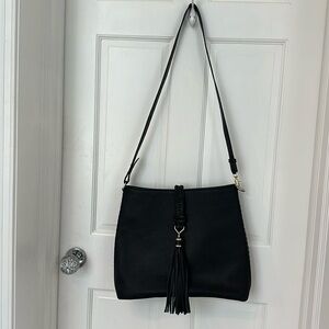Stella & Dot textured faux leather shoulder bag/crossbody, with tassel closure